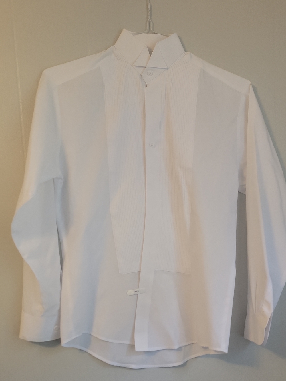 Women's White Dress Shirt with Pleated Front